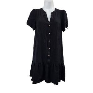 Loft solid black button down shirt dress size small